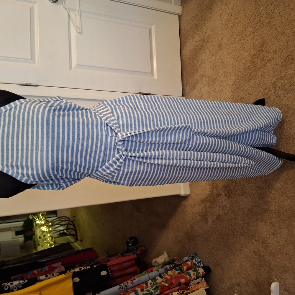 Stylish Blue and White Striped Dress